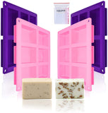 1 x RAW Customer Returns Rectangle Silicone Soap Molds, Homemade Soap Molds, 6 Cavity Cake Baking Molds, Chocolate Bar Molds, DIY Soap Making Trays for Crafting Pink Purple  - RRP €14.17