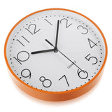 1 x RAW Customer Returns Topkey 9 Silent Round Wall Clock with Arabic Numerals, Easy to Read Clock for Living Room, Bedroom, School and Kindergarten, Battery Not Included, Orange - RRP €16.4