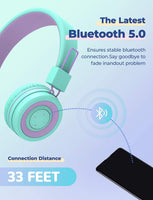 1 x RAW Customer Returns iClever 2 pack Bluetooth children s headphones, headphones for children with MIC, volume control, adjustable headband, foldable, children s headphones on the ear for school, color green purple blue - RRP €35.69