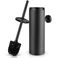 1 x RAW Customer Returns Black Toilet Brush, WAVEWO Stainless Steel Toilet Brush Holder with Container, Bathroom Brush with Splash-Proof Design, Enclosed Toothbrush for Bathroom, Hanging Standing, 8.8 8.8 39 - RRP €33.14