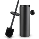 1 x RAW Customer Returns WAVEWO toilet brush stainless steel wall mounting, toilet brush with closed splash-proof cover, toilet brush set with water collecting container for bathroom, L8.8 W8.8 H39cm, matt black - RRP €32.99