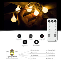 1 x RAW Customer Returns Liyade outdoor fairy lights, 15M 120 LED ball fairy lights outdoor power, 8 modes and memory function, indoor fairy lights with plug, ideal for Christmas, wedding, party warm white  - RRP €19.99