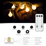 1 x RAW Customer Returns Liyade outdoor fairy lights, 15M 120 LED ball fairy lights outdoor power, 8 modes and memory function, indoor fairy lights with plug, ideal for Christmas, wedding, party warm white  - RRP €20.76