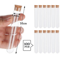 1 x RAW Customer Returns Mocraft 100 mini test tube glass test tubes with corks made of laboratory glass 16x100mm small transparent test tubes test tubes for flowers bath salt candies including 2 funnels 130 labels - RRP €22.18