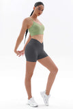 1 x RAW Customer Returns Vertvie Women s 2 3 5 Pack Gym Shorts V Cross Scrunch Butt Push Up Yoga Shorts Stretch Fitness Pants High Waist Seamless Short Leggings Butt Lift Workout Booty Sport Shorts 2pc Dark Grey Gray Green, S  - RRP €24.18