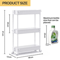 1 x RAW Customer Returns SPACEKEEPER kitchen trolley with 3 levels, narrow trolley niche shelf on wheels, space-saving bathroom shelf and kitchen shelf for kitchen office bathroom, 40x13x61cm, white - RRP €22.99