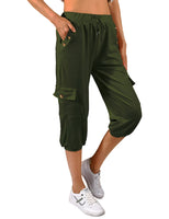 1 x RAW Customer Returns TOMEEK Capri Pants Women s Jogging Pants 3 4 Sports Pants Summer Casual Pants Sweatpants Shorts Solid Color Baggy Drawstring Waist Yoga Pants Training Pants with Side Pockets Green, XL  - RRP €25.98