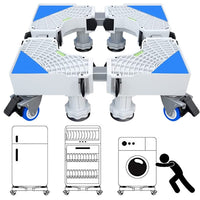 1 x RAW Customer Returns Washing Machine Base, Bear Load 300 kg Washing Machine Base Adjustable Base for Fridge Washing Machine Dryer Combination Adjustable Width 45-68 cm Height 10-12 cm Blue  - RRP €34.42