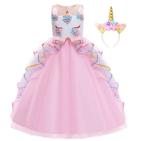 1 x RAW Customer Returns JerrisApparel Unicorn Costume Girl Maxi Party Princess Flower Dress 13-14 years, Pink  - RRP €27.98