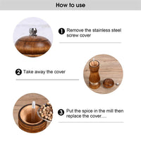 1 x RAW Customer Returns Haomacro pepper mill and salt mill set, spice mills set of 2, salt and pepper mill made of natural wood with ceramic grinder, H 16.5 cm, brown - RRP €19.66