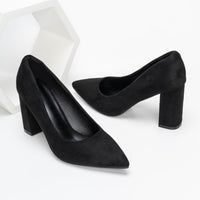 1 x RAW Customer Returns Women s pumps with heels Elegant women s pumps with high block heels Wedding pumps Suede black 38 - RRP €60.0