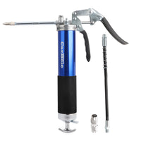 1 x RAW Customer Returns CarBole one-hand grease gun 8000PSI, with 18 inch flexible hose and 6 inch metal extension tube, with two nozzles, compatible with 400cc ink cartridge, blue - RRP €32.03