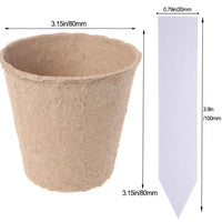 1 x RAW Customer Returns Abimars degradable cultivation pots, 50 pieces 8 cm cultivation pots, seed pots, plant pots, biodegradable made of wood fibers, plant cultivation set with plant labels, tools - RRP €14.1