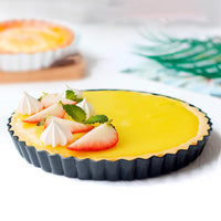 1 x RAW Customer Returns EGEN Quiche Tart Pan Tin, 24cm and 22cm Removable Loose Base Bottom Carbon Steel Tart Pie Mold Set of 2 24cm 22cm  - RRP €15.12