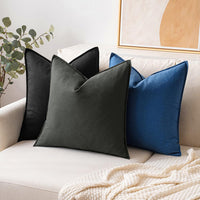 1 x RAW Customer Returns MIULEE Cushion Cover Pillow Case Throw Pillow Linen Cotton Decorative Pillowcases Washable Sofa Cushion with Hidden Zipper for Living Room Bedroom Sofa Set of 2 50 x 50 cm Black - RRP €22.49