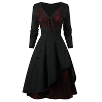 1 x RAW Customer Returns NFAOEGJ Women s Gothic Medieval Dress, Steampunk Dress, Long Sleeve Vintage Dress, for Carnival, Party, Cosplay, Halloween, Women s Costume, Vintage Medieval Dress, XXXL - RRP €28.99