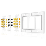 11 x Brand New TNP Home Theater Wall Plate - 3-Gang 7.2 Surround Sound Distribution with Premium Gold Plated Copper Banana Binding Plugs for 7 Speakers, 2 RCA Jacks for Subwoofer, 3 HDMI Ports for UHD 4K - RRP €432.41