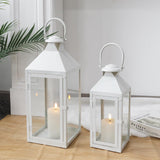 1 x RAW Customer Returns Set of 2 decorative antique white brush lanterns - RRP €64.99