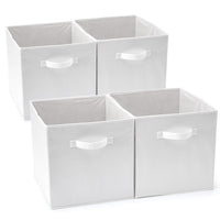 1 x RAW Customer Returns EZOWare Set of 4 Storage Baskets, Containers, Foldable Fabric Cube Boxes for Kids Toys, Nursery Organizer, Closet, Home - 33x37x33cm White - RRP €25.96