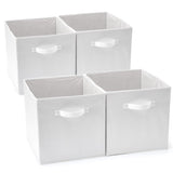 3 x RAW Customer Returns EZOWare Set of 4 Storage Baskets, Containers, Foldable Fabric Cube Boxes for Kids Toys, Nursery Organizer, Closet, Home - 33x37x33cm White - RRP €69.54