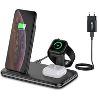 1 x RAW Customer Returns Moshou Wireless Charger, 4 in 1 Induction Charger Qi Charger i-Watch Compatible with Watch 6 5, Phone XS max 11 Pro 12, Huawei P30, i-Pods Pro Nior  - RRP €21.6