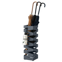 1 x RAW Customer Returns SONGMICS Umbrella Stand, Square Umbrella Stand, with 4 Hooks and a Removable Drip Tray, 15.5 x 15.5 x 49 cm, Anthracite Gray LUC016G01 - RRP €36.56