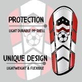 9 x Brand New CybGene Shin Guards Soccer for Kids Men Women, Shin Guards for Child Youth Adult Football Equipment Adjustable Straps Breathing Holes Red M - RRP €151.2