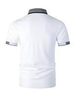 1 x RAW Customer Returns LIUPMWE Polo Shirt Men Short Sleeve Cotton with Chest Pocket Polo Shirt Regular Fit Basic Stripes Tennis Golf T-shirt,White 1,M - RRP €25.04