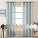 1 x RAW Customer Returns MIULEE Set of 2 Voile Curtains Sheer Linen Curtain with Eyelets Transparent Linen Look Curtain Eyelet Curtain Living Room Window Curtain Translucent Decorative Curtain Bedroom 140 x 245 cm W x H Grey-blue - RRP €33.89