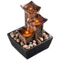 1 x RAW Customer Returns Evisso 3 Tier Relaxation Table Fountain Simulation Stone Column Water Fountain Soothing Sound Meditation Fountain with Stones and Reflective Lighting 21110  - RRP €40.33