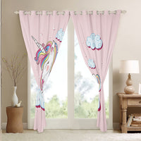 1 x RAW Customer Returns Children s Window Curtain 137 x 117 cm Unicorn Opaque Curtains Decor Pink Cartoon Unicorn Rainbow Clouds Print Curtain Opaque Curtains Decor for Lovely Cute Animals Decorative Set of 2 - RRP €36.29