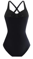 1 x RAW Customer Returns Laorchid swimsuit women tummy control for women swimwear V neck swimsuit monokini high waist sport swimsuit ruffles black L - RRP €39.99