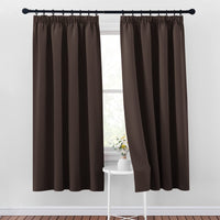 1 x RAW Customer Returns PONY DANCE Opaque curtains for bedroom, 2 pieces, H 175 x W 140 cm, blackout curtain, thermal curtain against cold, ruffle tape curtains, opaque, brown - RRP €29.76