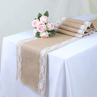 1 x RAW Customer Returns TINWARM Jute Table Runner Vintage Effect Lace Mermaid Table Runner Wedding Gift Event Festival Party Table Decoration - RRP €22.8