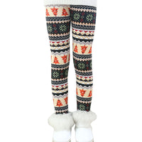 1 x Brand New Ugitopi Girls Winter Thick Warm Long Pants Print Fleece Lined Leggings White Snowflake 150 - RRP €27.6