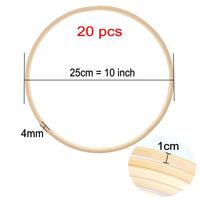 1 x RAW Customer Returns JZK 20 x Large Bamboo Hoops 25cm Wooden Hoops for Macrame Crafts, Wooden Dream Catcher Hoops, Floral Wreath Ring, Wall Hanging Craft Wooden Ring - RRP €25.26