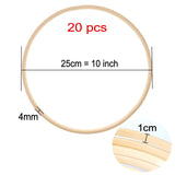 1 x RAW Customer Returns JZK 20 x Large Bamboo Hoops 25cm Wooden Hoops for Macrame Crafts, Wooden Dream Catcher Hoops, Floral Wreath Ring, Wall Hanging Craft Wooden Ring - RRP €25.26