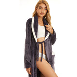 1 x RAW Customer Returns AMYTIS LINGERIE Bathrobe for Women Female Dressing Gown Soft Lightweight Plush Sleepwear with Pockets, XXL, Letter Dark Purple - RRP €31.45