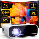 1 x RAW Customer Returns Projector 4K Supported, 15000L Native 1080P 5G WiFi Bluetooth Projector with 50 Zoom, AKATUO Mini Projector Home Cinema Outdoor Projector for Mobile Phone, Compatible with Smartphone HDMI USB Laptop Fire TV Stick - RRP €139.99