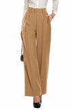 1 x RAW Customer Returns PrinStory Women s Wide Leg Trousers Lightweight Elastic Waist Summer Trousers with Pockets Causal Office Business Trousers Khaki, 38-40  - RRP €35.27