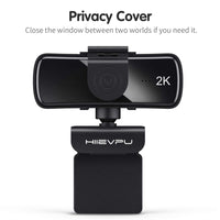 1 x RAW Customer Returns Hiievpu 2K Webcam with Microphone for PC Laptop, USB Webcam with Privacy, Plug and Play, Suitable for Streaming Gaming Video Conferencing Zoom YouTube Cisco WebEx Google Meet - RRP €30.24