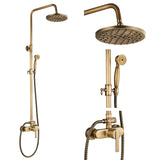 1 x RAW Customer Returns Rozin Antique Brass Shower System with 8 Inch Rain Shower Head and Hand Shower Single Handle Ready Wall Mounted Retro Shower Set - RRP €135.0