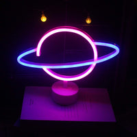 1 x RAW Customer Returns Planet neon light and base LED neon light table lamp light blue pink planet night light USB battery decoration sign except table children s room birthday party wedding supplies 9.4 x 11.8 inches ... - RRP €19.15