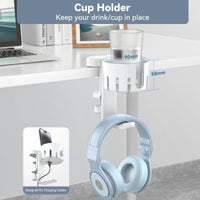 1 x RAW Customer Returns KDD Cup Holder Table with 360 Rotatable Headset Holder - 3 in 1 Controller Holder Replaceable Bottle Holder Desk, Universal Headphone Stand for Most Headsets, Controllers, Cups - RRP €19.9