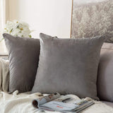 1 x RAW Customer Returns MIULEE Set of 2 Velvet Soft Solid Decorative Square Throw Pillow Covers Set Cushion Case for Sofa Bedroom Gray 16x16 inch 40x40 cm - RRP €13.99