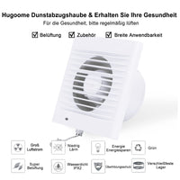 1 x RAW Customer Returns HUGOOME Exhaust Fan 100 mm 12W 130m h Ventilation Extractor with Anti-Return Check Valve Chain Switch, Window and Wall Mounted Fans for Kitchen Bathroom Greenhouse Garage -4 inch - RRP €30.24