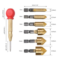 1 x RAW Customer Returns HSS Countersink Hex Shank Countersink Bit Countersink Bit Set Automatic Punch 1 4 Inch Hex Shank for Wood 6 8 9 12 16 19mm 7 Pieces Countersink Drill Bits Metal - RRP €12.3