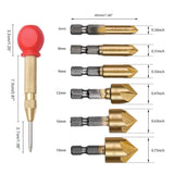 1 x RAW Customer Returns HSS Countersink Hex Shank Countersink Bit Countersink Bit Set Automatic Punch 1 4 Inch Hex Shank for Wood 6 8 9 12 16 19mm 7 Pieces Countersink Drill Bits Metal - RRP €12.3