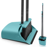 1 x RAW Customer Returns JEHONN Broom and Dustpan Set with Long Handle 137 cm, Sweeping Broom and Upright Shovel with Comb Teeth, Broom Sweeping Set for Indoor House Kitchen Lobby Garden Office Room Gray Green  - RRP €31.99