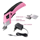 1 x RAW Customer Returns VLOXO Electric Scissors Cordless Cutter with 2 Cutting Blades for Crafts for Cutting Cardboard Leather Carpet Potted Plant Flowers Rechargeable Paper Cutter Scissors with Charger Device Pink - RRP €49.99